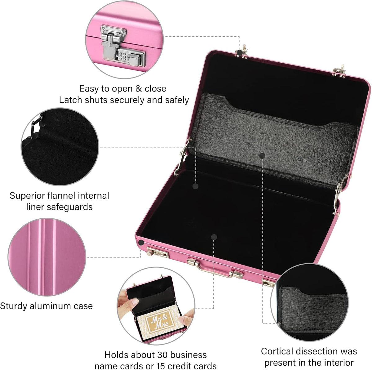 Oudain 2 Pcs Mini Briefcase Business Card Holder Case,Pink, Blue