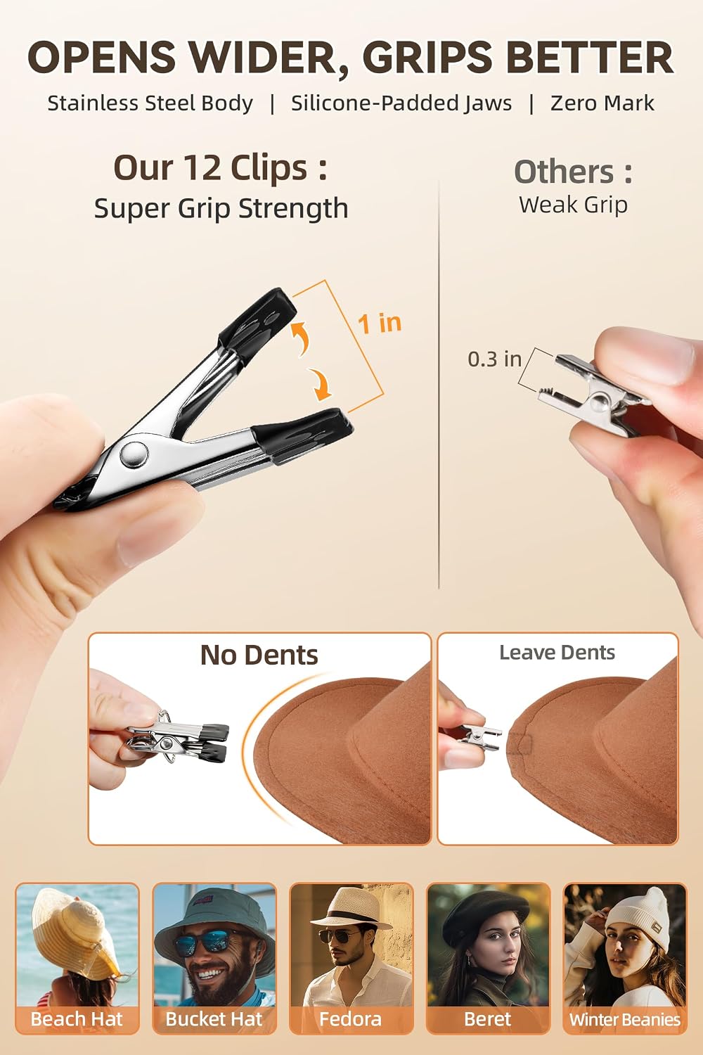 Cowboy Hat Rack for Wall Cowboy Hats Hook 12 Clips Metal Cowboy Hat Hanger