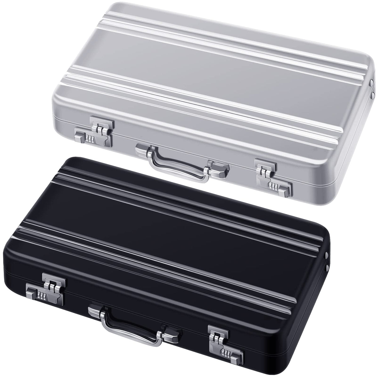 Oudain 2 Pcs Mini Briefcase Business Card Holder Case,Pink, Blue