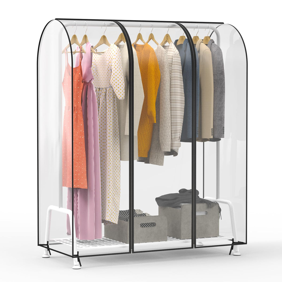 Zilink Garment Rack Cover Clothes Rack Cover Wardrobe Cover 60in, Black