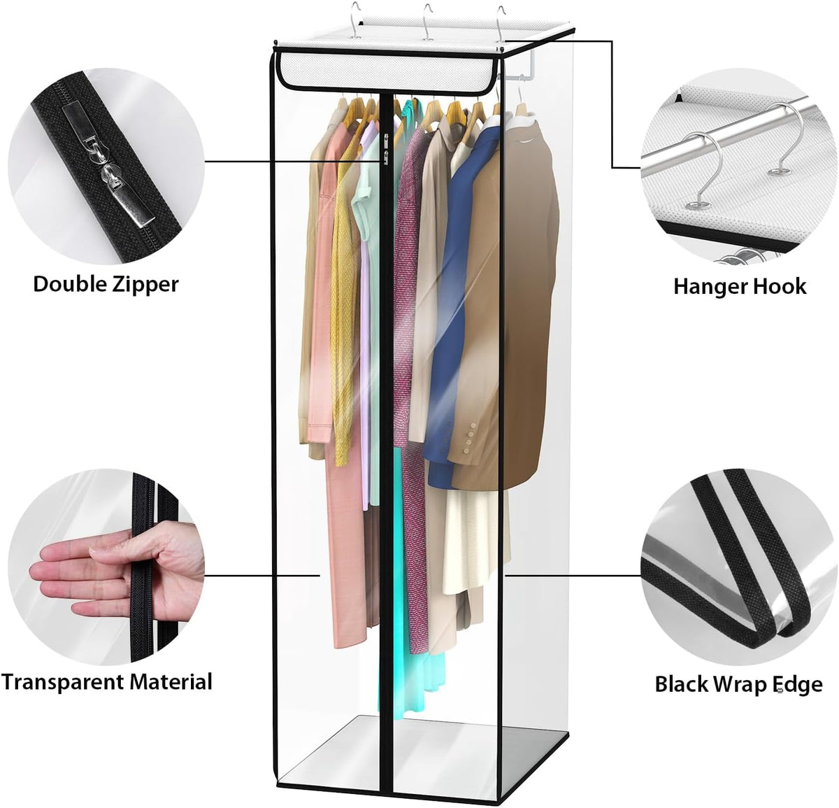 Univivi Garment Bags for Hanging Clothes, Cloth Bag 54 In, 2 PCS, Clear