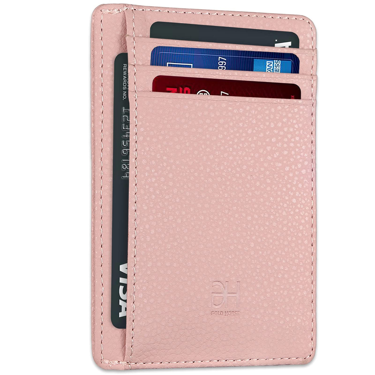 GH GOLD HORSE Slim RFID Blocking Card Holder Minimalist Leather Front Pocket Wallet for Women