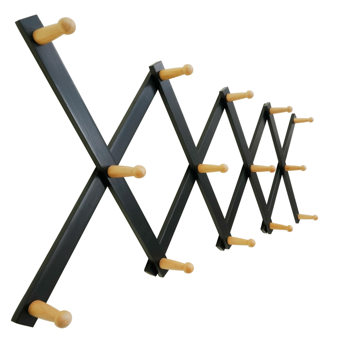 SKOLOO Hat Rack for Wall with 14 Hooks, Solid Wooden, Modern, Expandable Coat Rack Wall Mount for Coats, Hats, Bags, Baseball Caps, Walnut Color