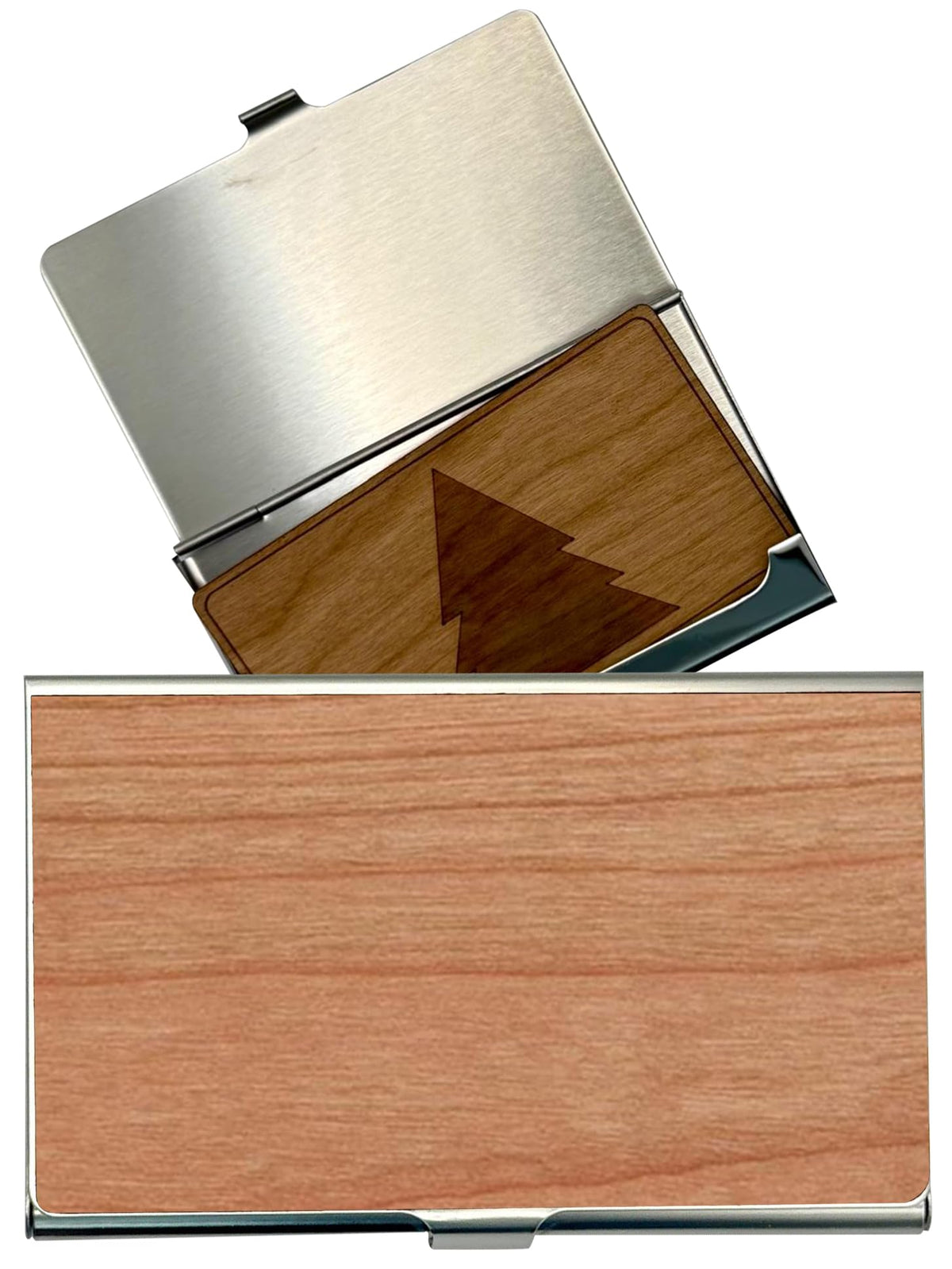 WUDN Handcrafted Business Card Holder Wallet For Men and Women | Holds Up to 20-25 B-Cards or 8-10 Credit Cards | Wooden & Stainless Business Card Case with Buckle Closure, Made in Idaho, USA.