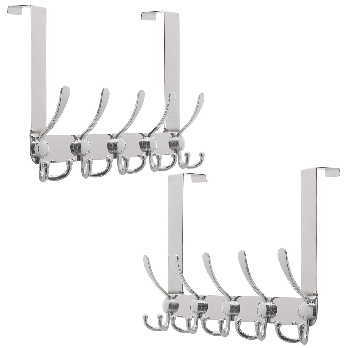 SKOLOO Over The Door Hook - for Doors up to 1-3/4'' Thickness, Metal Door Hanger with 5 Triple Hooks, Black Over The Door Hanger for Coats, Hats, Towels, Assembly Required