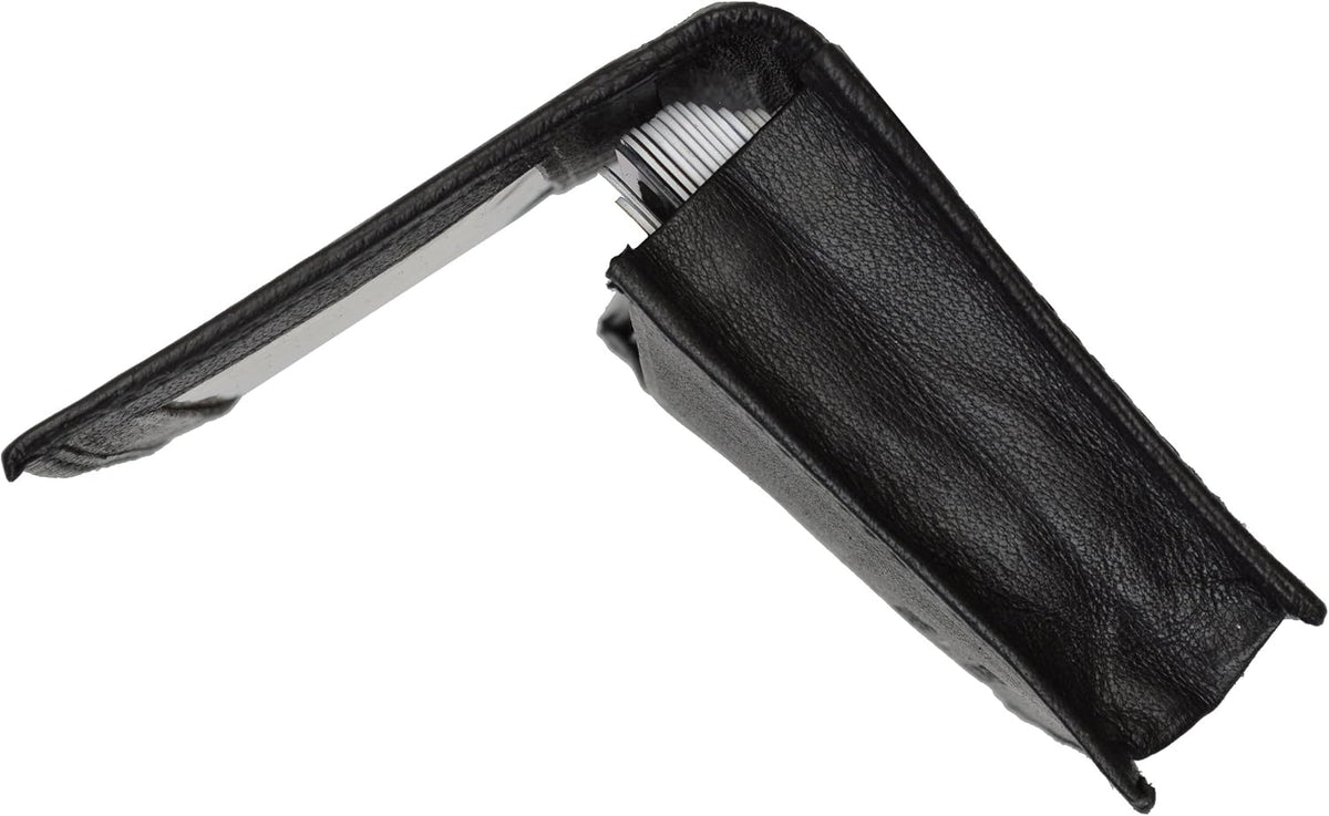 Genuine Leather Expandable Credit Card Outside Id Business Card Holder Wallet 070BK