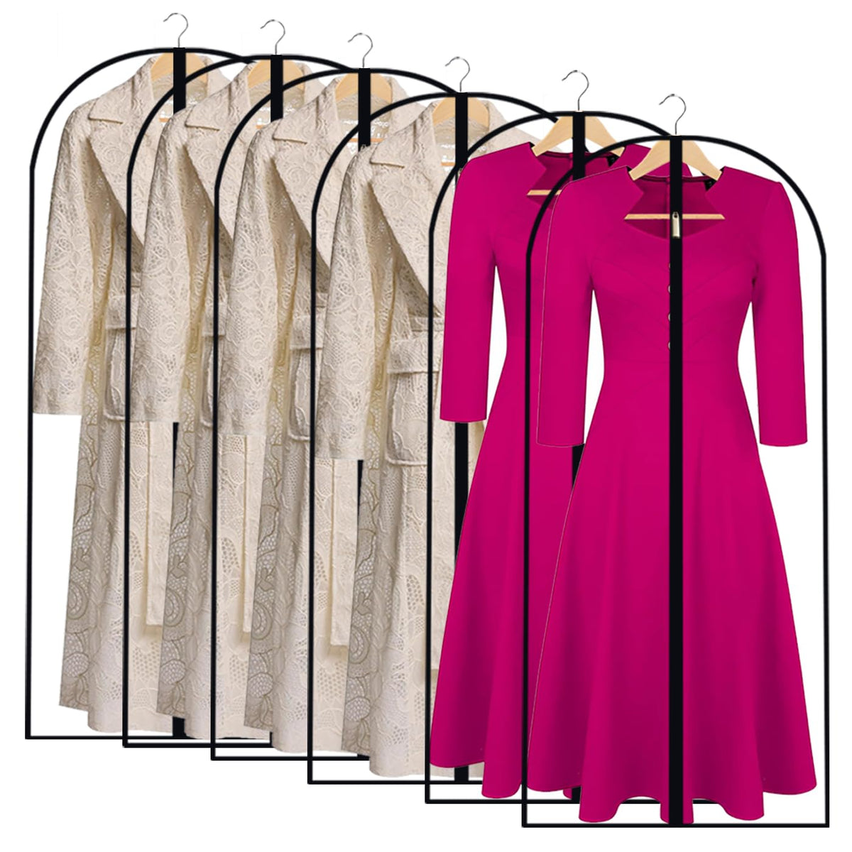 Garment Bags for Hanging Clothes 24" x 40"Coat Covers for Closet Foldable Washable Dress Bags for Hanging Clothes for Long Dress Dance Costumes Suits Gowns Coats