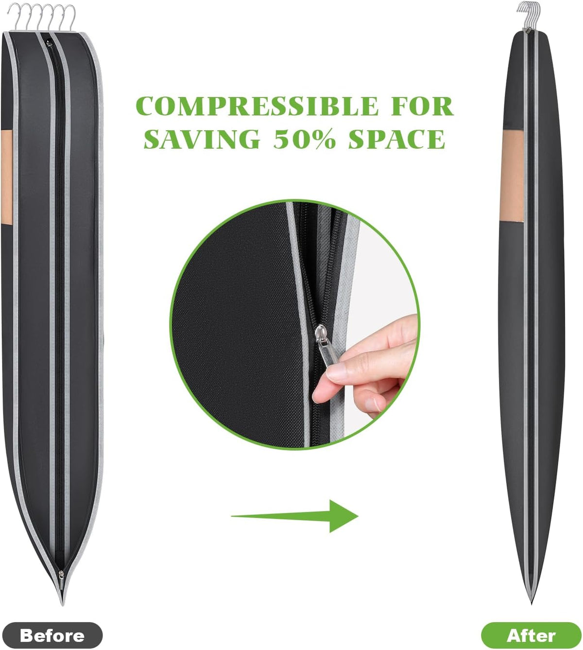 KEEGH Space Saving Hanging Garment Bag, Large Garment Bag 50 In, 3 PCS