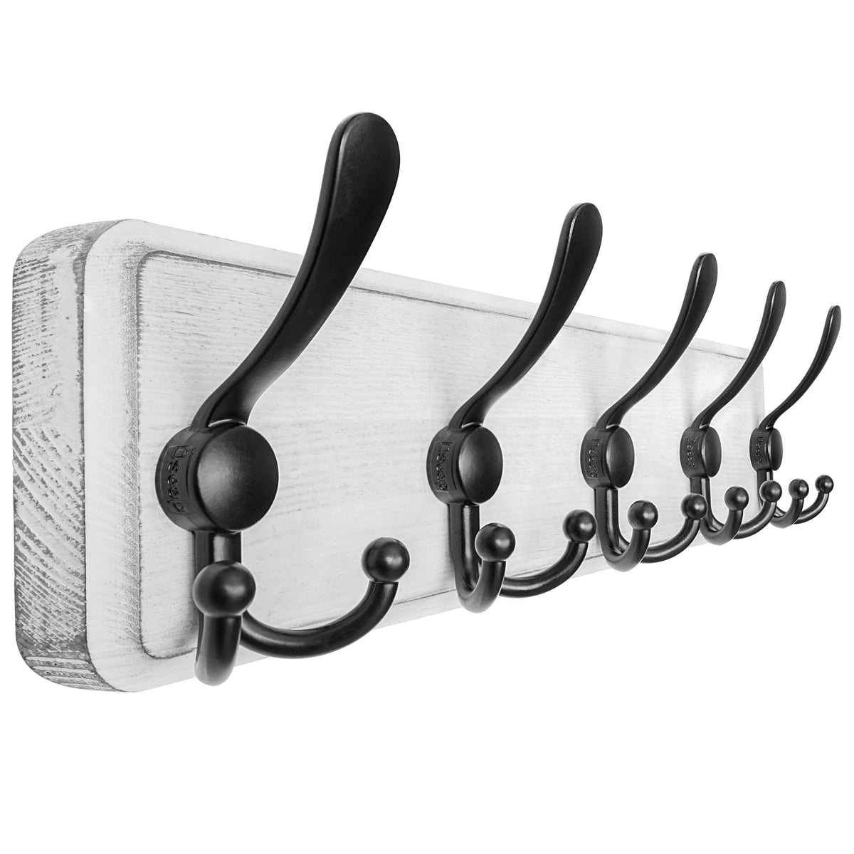 Dseap Coat Rack Wall - Heavy-Duty 38-1/4" Long, with Reinforced 10 Custom Tri-Hooks, Solid Wood Wall Hanger for Coats Hat Jackets - Rustic Farmhouse Entryway Hallway Storage, Black