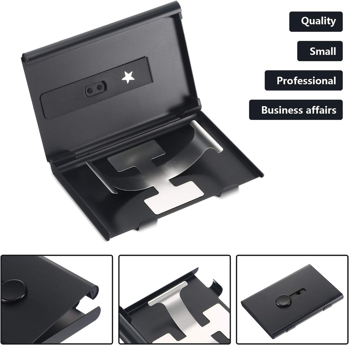 Tatuo 2 Pcs Black/pink Business Card Holder Thumb Drive Stainless Steel