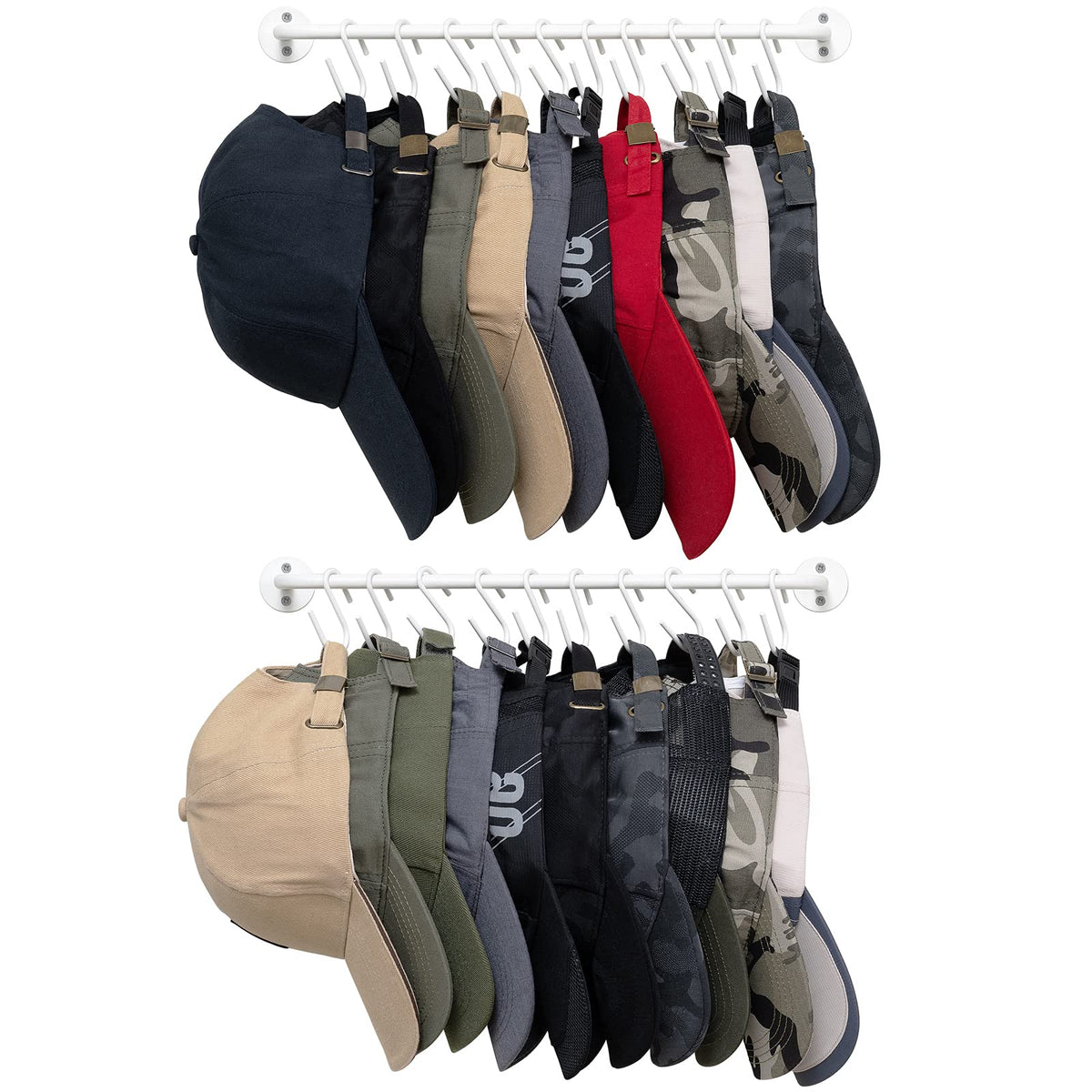 Mkono Hat Organizer Hat Rack for Wall Storage Holder with 30 Hooks Set of 2
