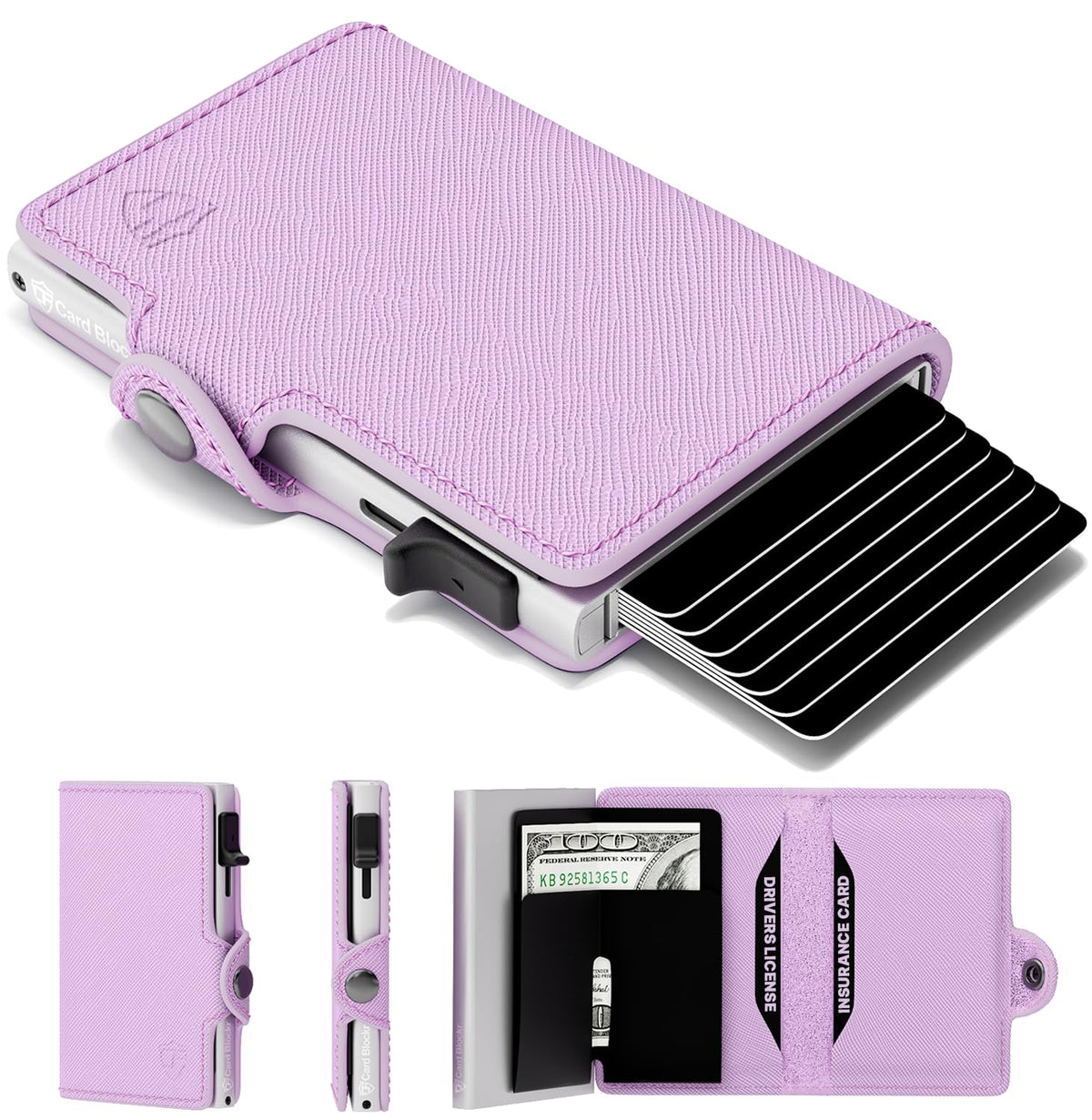 RFID Wallet for Women – Slim Pop-Up Card Holder, Saffiano Light Pink