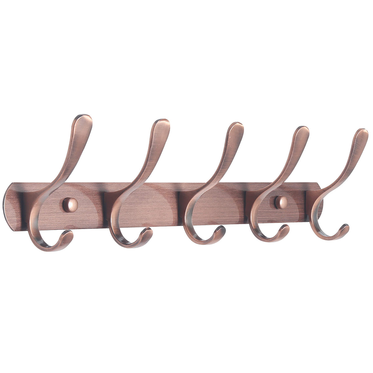 SKOLOO Coat Rack Wall Mount - Modern, Metal Wall Coat Rack with 5 Hooks, Pack of 2, Sturdy Wall Mounted Coat Hooks for Hanging Coat, Jacket, Clothes, Hat, Matte Black