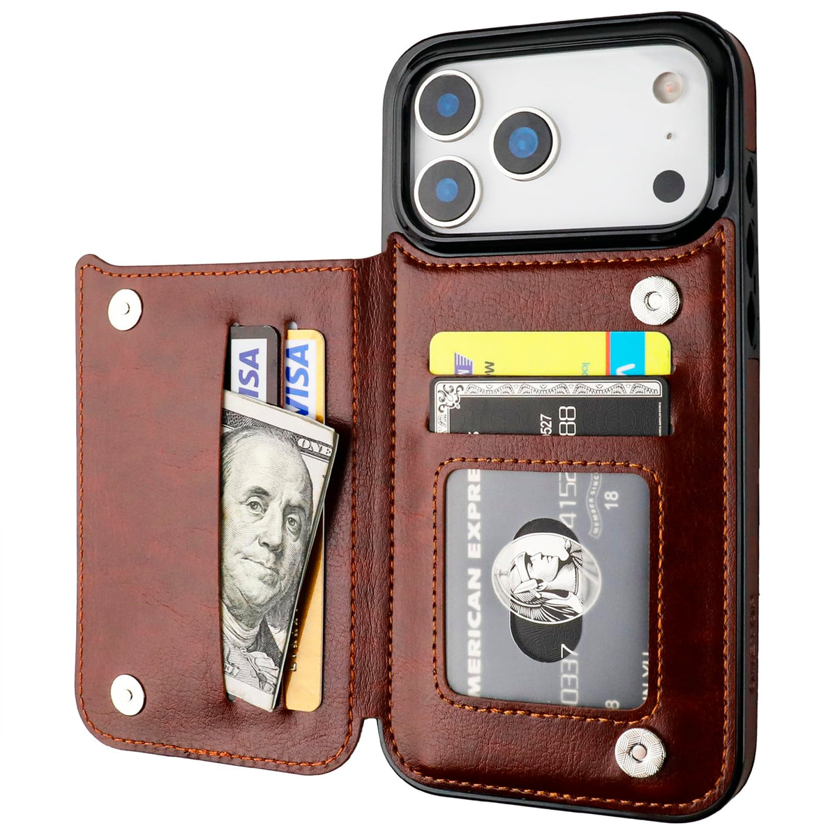 ONETOP for iPhone 18/17 Pro Max Wallet Case with Credit Card Holder,Black