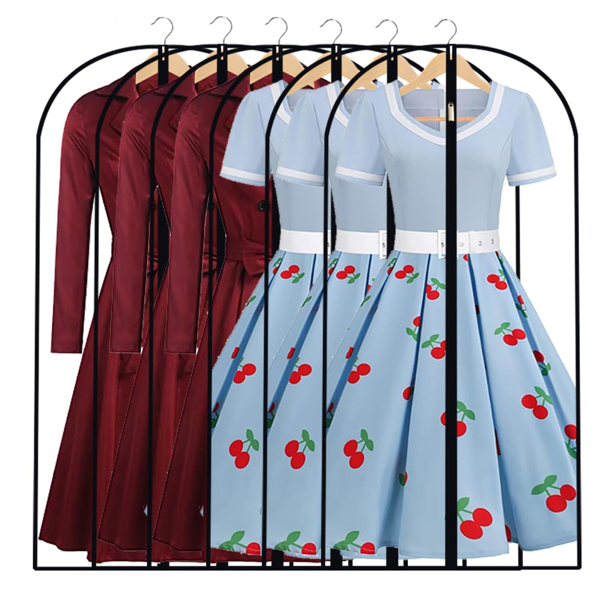 Garment Bags for Hanging Clothes 24" x 48"Coat Covers for Closet Foldable Washable Dress Bags for Hanging Clothes for Long Dress Dance Costumes Suits Gowns Coats