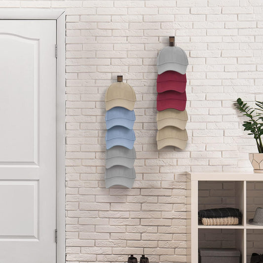 Hat Rack for Wall Baseball Cap Organizer Hanger (2 Pack) Modern Wooden Hat Holder Wall-Mounted Caps Display for Closet Door Bedroom Entryroom Laundry (Brown) …