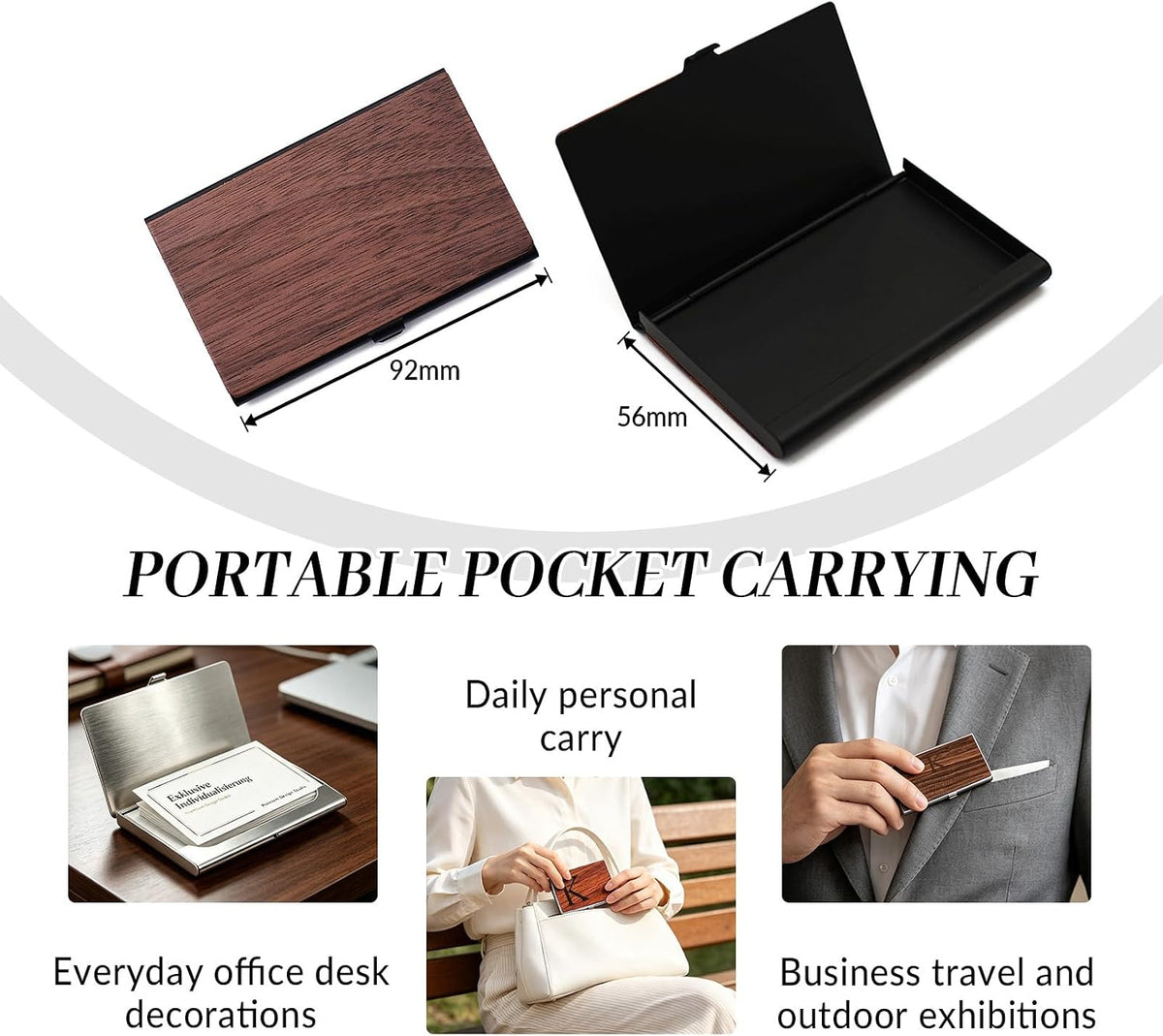 Custom Wooden Engraved Name Logo Slim Business Card Holder For Men