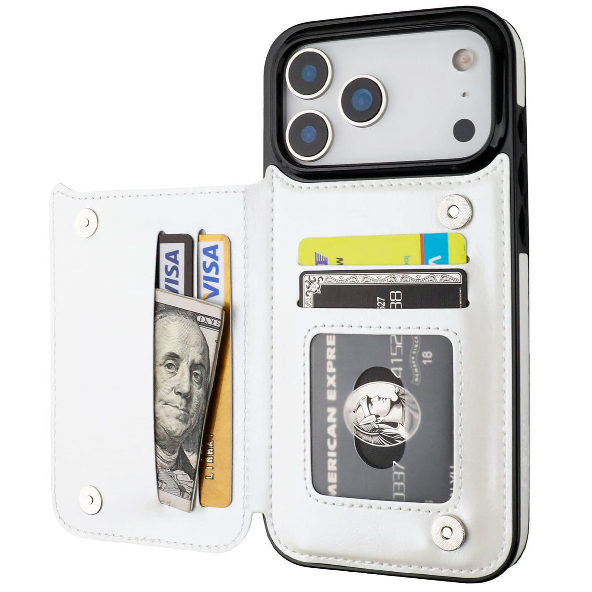 ONETOP for iPhone 18/17 Pro Max Wallet Case with Credit Card Holder,Black