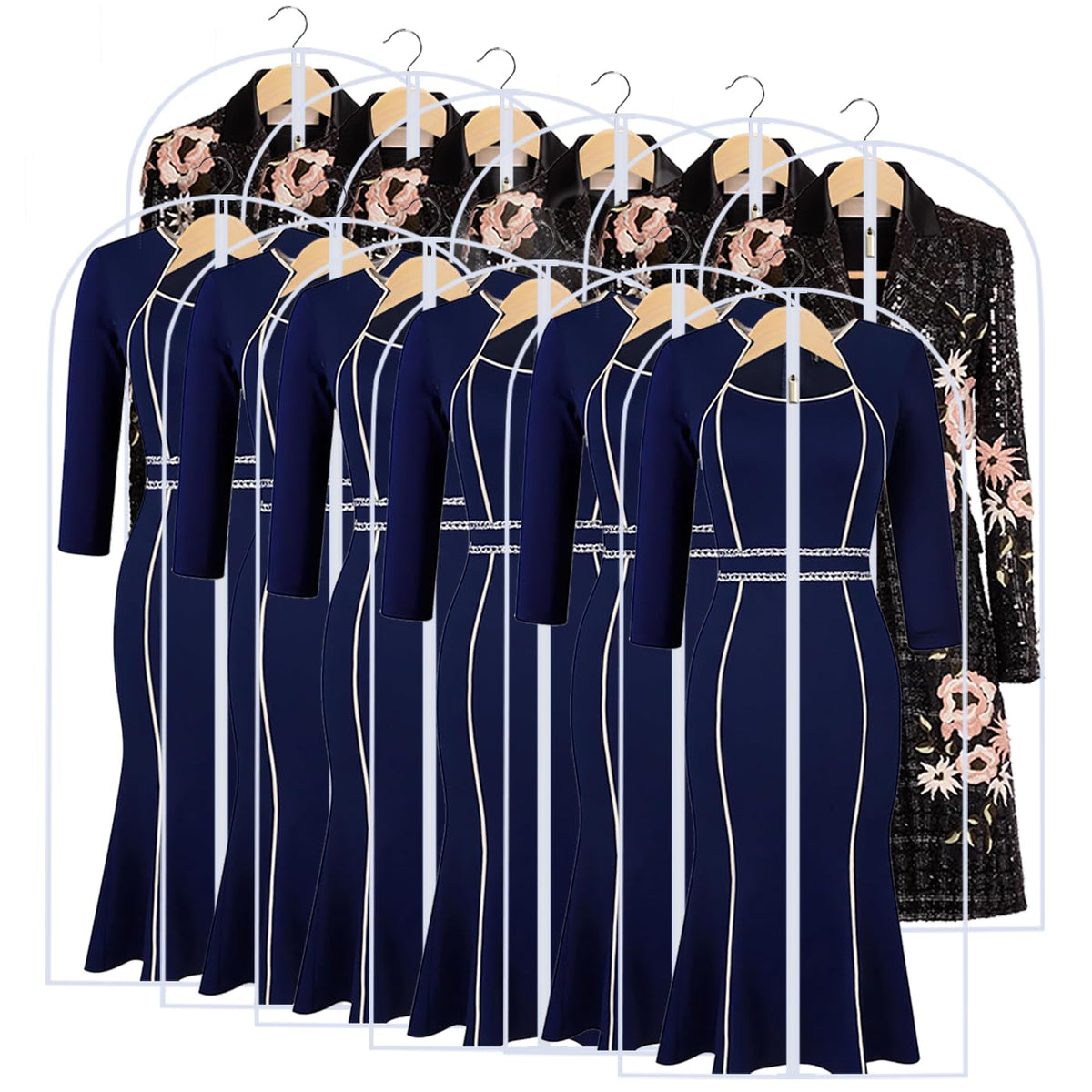 Garment Bags for Hanging Clothes 24" x 40"Coat Covers for Closet Foldable Washable Dress Bags for Hanging Clothes for Long Dress Dance Costumes Suits Gowns Coats