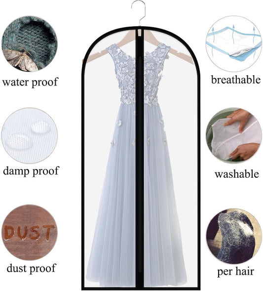 60" Extra-Long Hanging Garment Bags for Dresses & Gowns