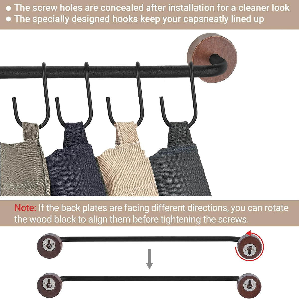 Mkono Hat Organizer, Metal Hat Rack for Wall Storage with 20 Hooks Set of 2