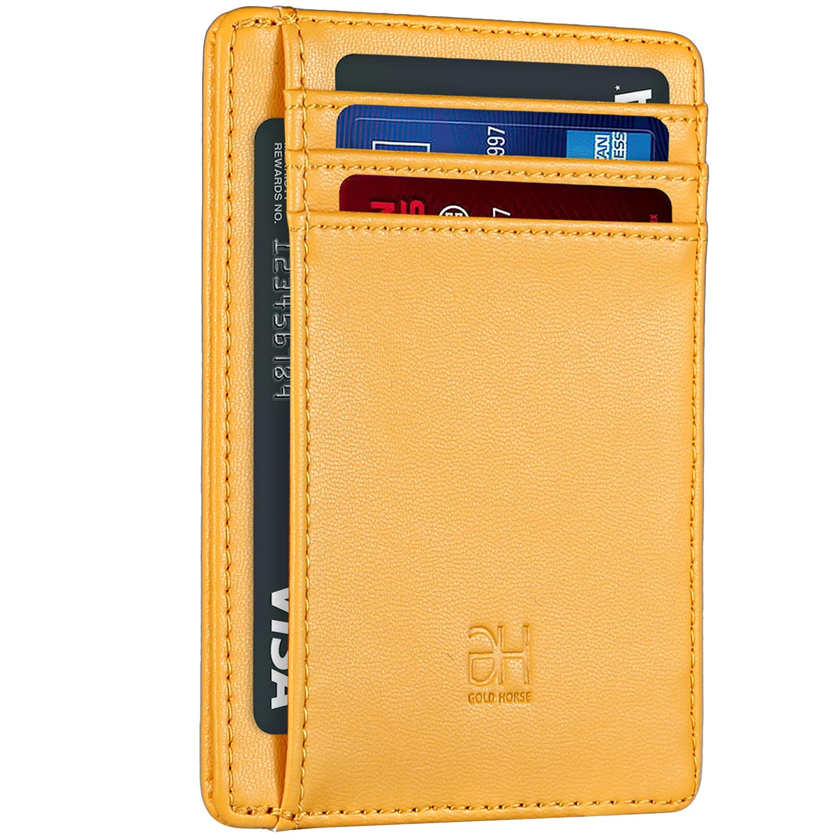 GH GOLD HORSE Slim RFID Blocking Card Holder Minimalist Leather Front Pocket Wallet for Women