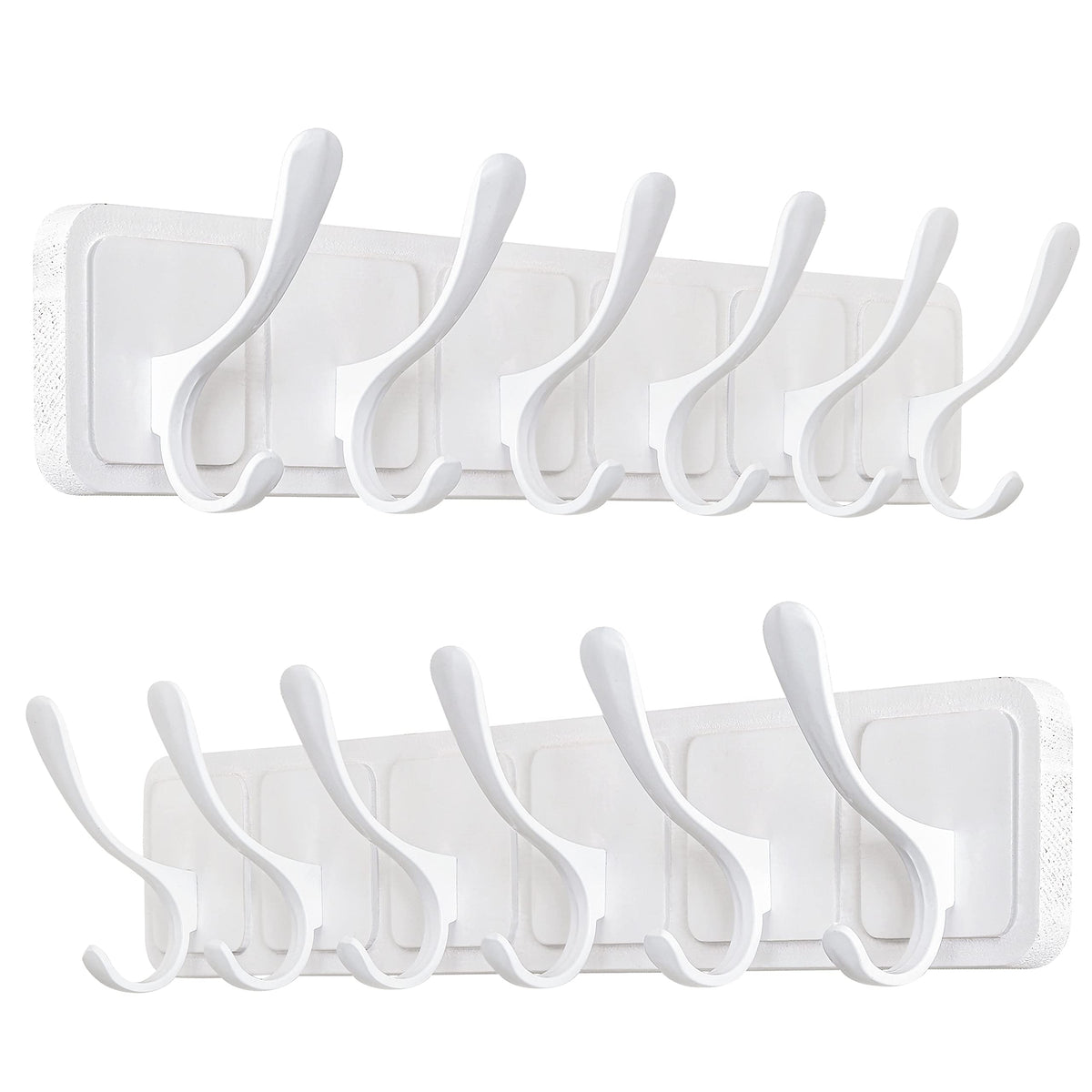 SKOLOO Coat Rack Wall Mount - Wooden White Wall Coat Hook, Wall Coat Hanger Rack with 6 Hooks for Hanging Coats, Hats, Clothing, Scarfs, White