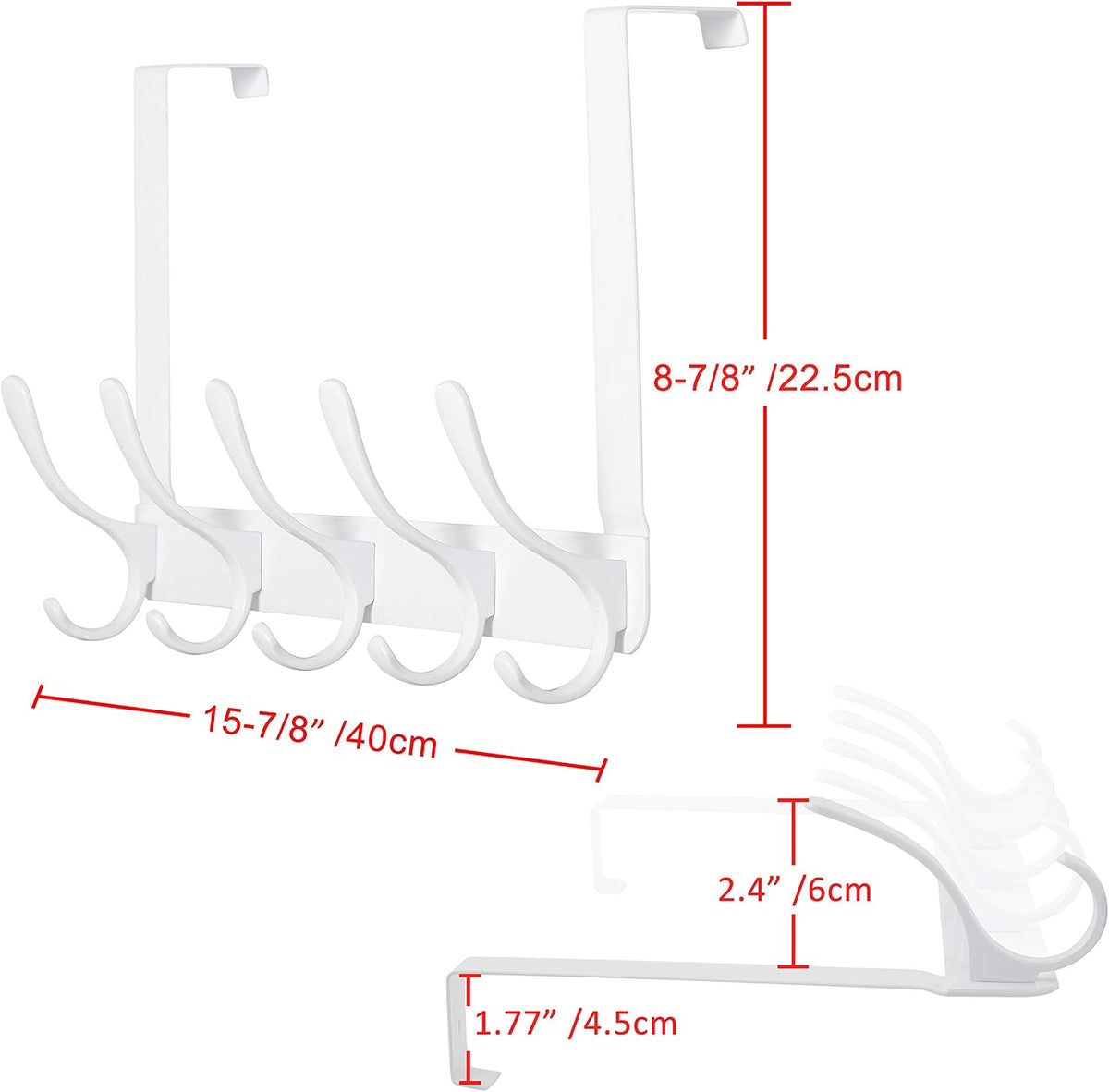 SKOLOO Over The Door Hook, Door Hanger Hooks for Hanging Clothes, Towels, Coats, Hats, Over The Door Towel Hook - White, Assembly Required
