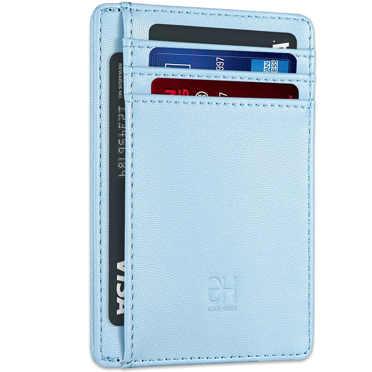 GH GOLD HORSE Slim RFID Blocking Card Holder Minimalist Leather Front Pocket Wallet for Women