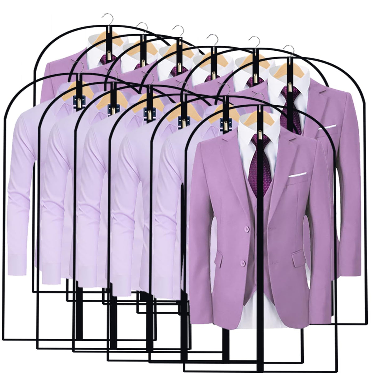 Garment Bags for Hanging Clothes 24" x 48"Coat Covers for Closet Foldable Washable Dress Bags for Hanging Clothes for Long Dress Dance Costumes Suits Gowns Coats