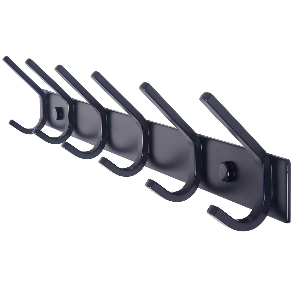 WEBI Coat Rack Wall Mounted,5 Coat Hooks for Hanging Coats,Heavy Duty Metal Double Hook Rack Hook Rail Coat Hanger Wall Mount for Clothes Entryway Jacket,Black,2 Packs
