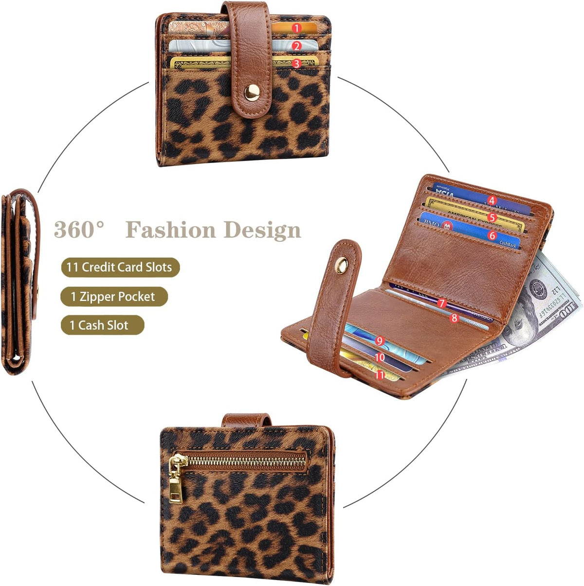 Small Wallets for Women Slim Minimalist Bifold Credit Card Holder