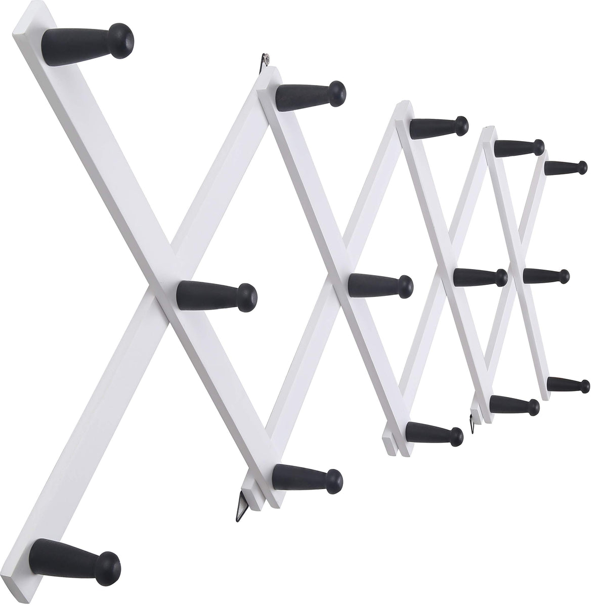 SKOLOO Hat Rack for Wall with 14 Hooks, Solid Wooden, Modern, Expandable Coat Rack Wall Mount for Coats, Hats, Bags, Baseball Caps, Natural Color