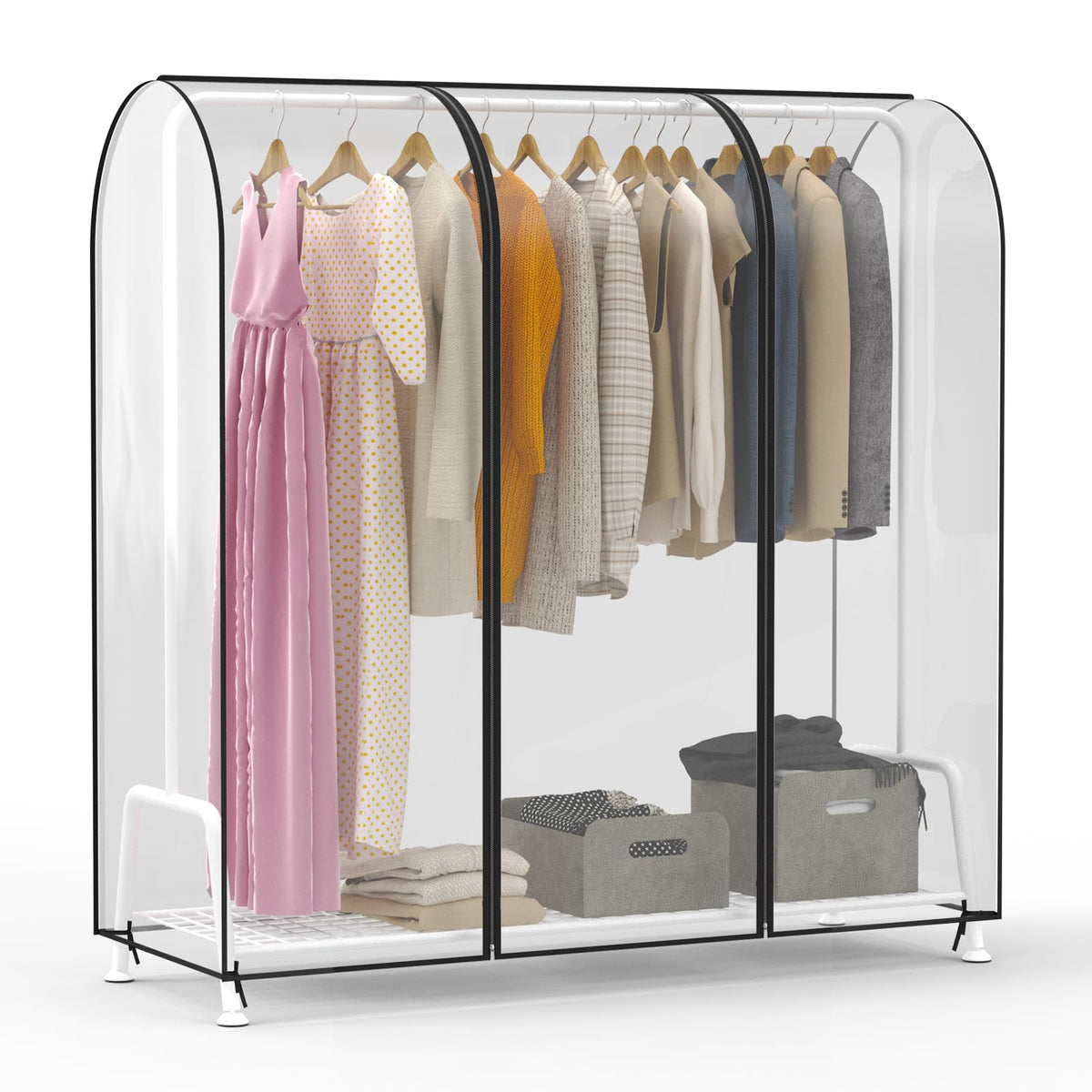 Zilink Garment Rack Cover Clothes Rack Cover Wardrobe Cover 60in, Black