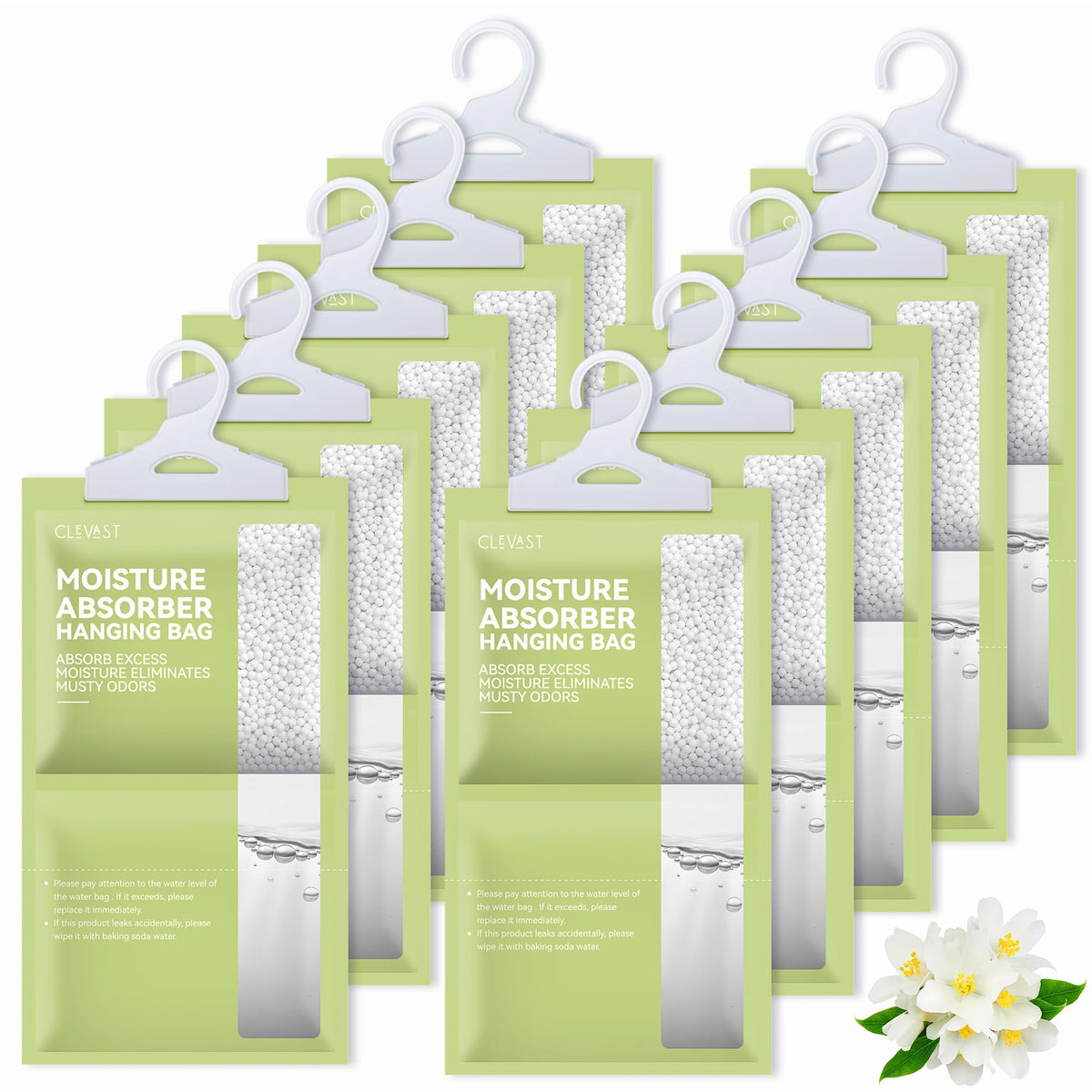 CLEVAST Moisture Absorbers Packets 10 Pack, Dehumidifier Bags for Closet, Unscented Hanging Humidity Absorber in Wardrobes, Bedrooms, Bathrooms(Net Wt. 230g/Pack)