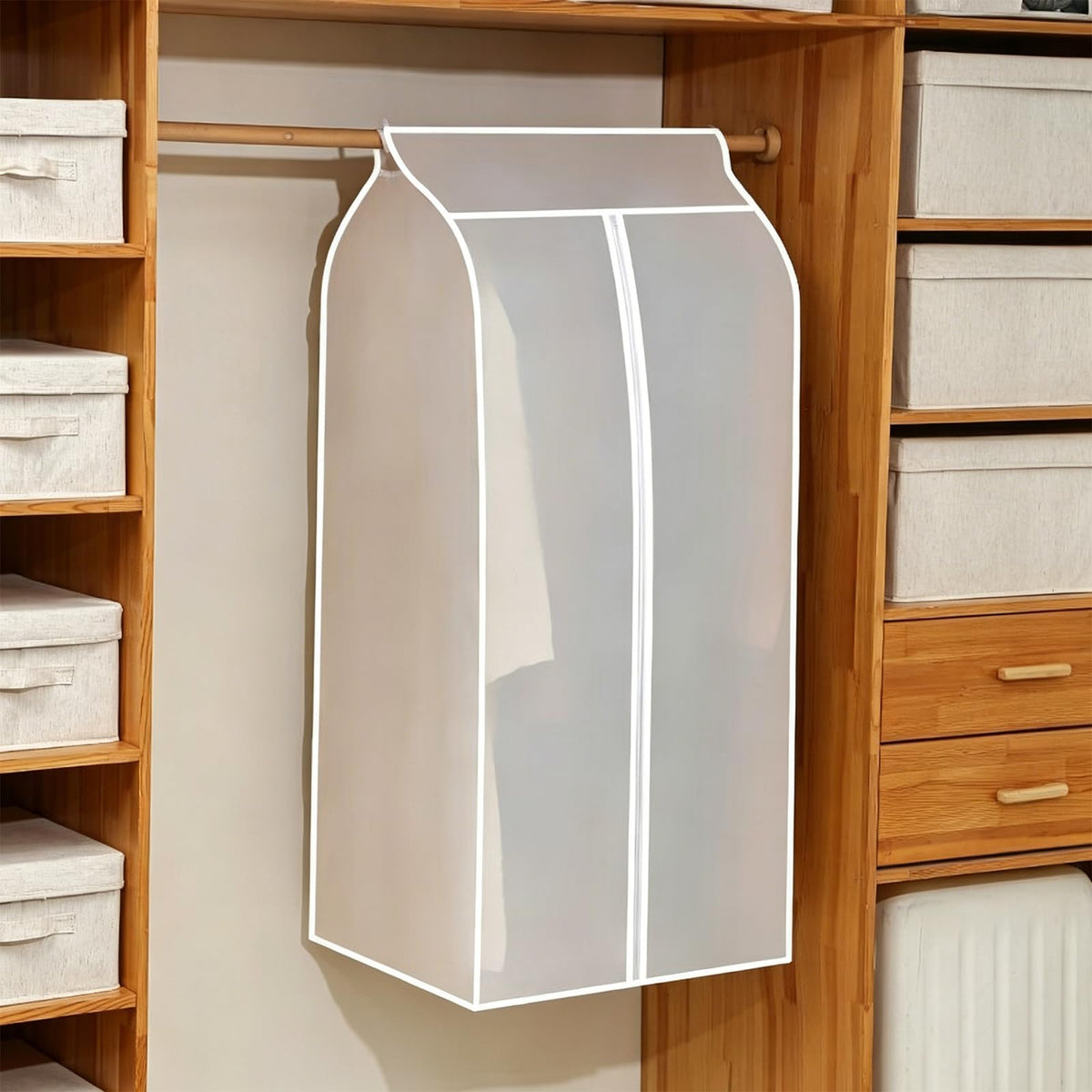24x55 Inch Garment Bags for Hanging Clothes, Translucent, 5 Pcs Waterproof Suit Covers for Closet Storage, Full Zipper White Dust Proof Garment Bags for Suits, Coats, Dresses and Dance Clothes