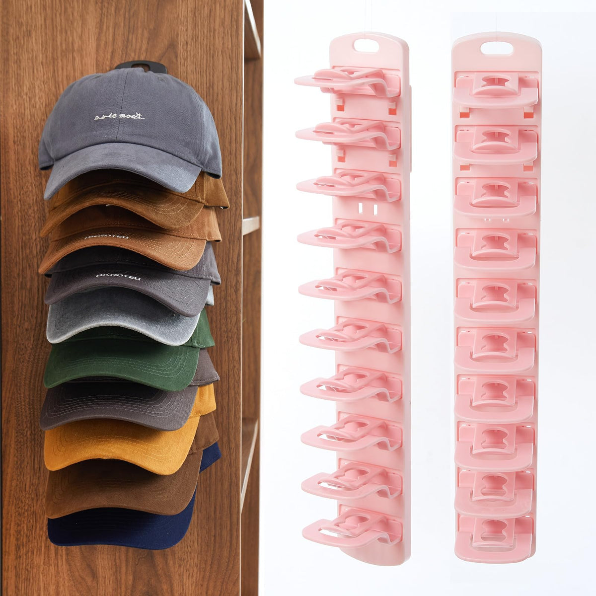 MACOPRO Cap Racks for Baseball Caps, Hat Organizer Holder for Wall, 2 Pack