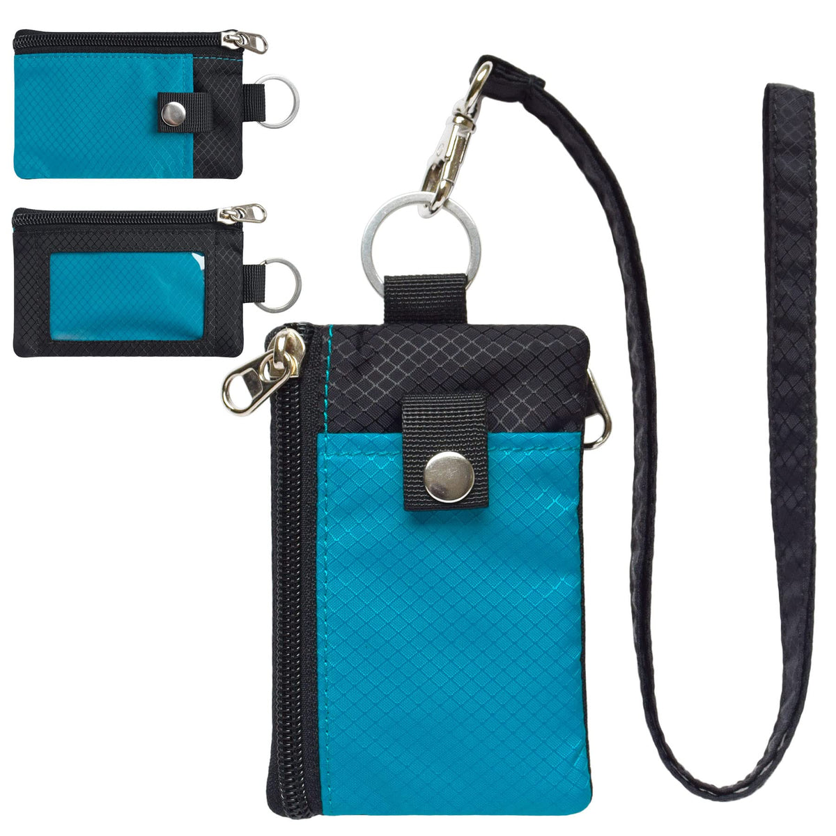 CHENSPRX Minimalist RFID Blocking Small Wallet with ID Window,WaterResistant Zip Id Case Wallet with Lanyard Keychain for Cards,Cash,Travel,Women,Men