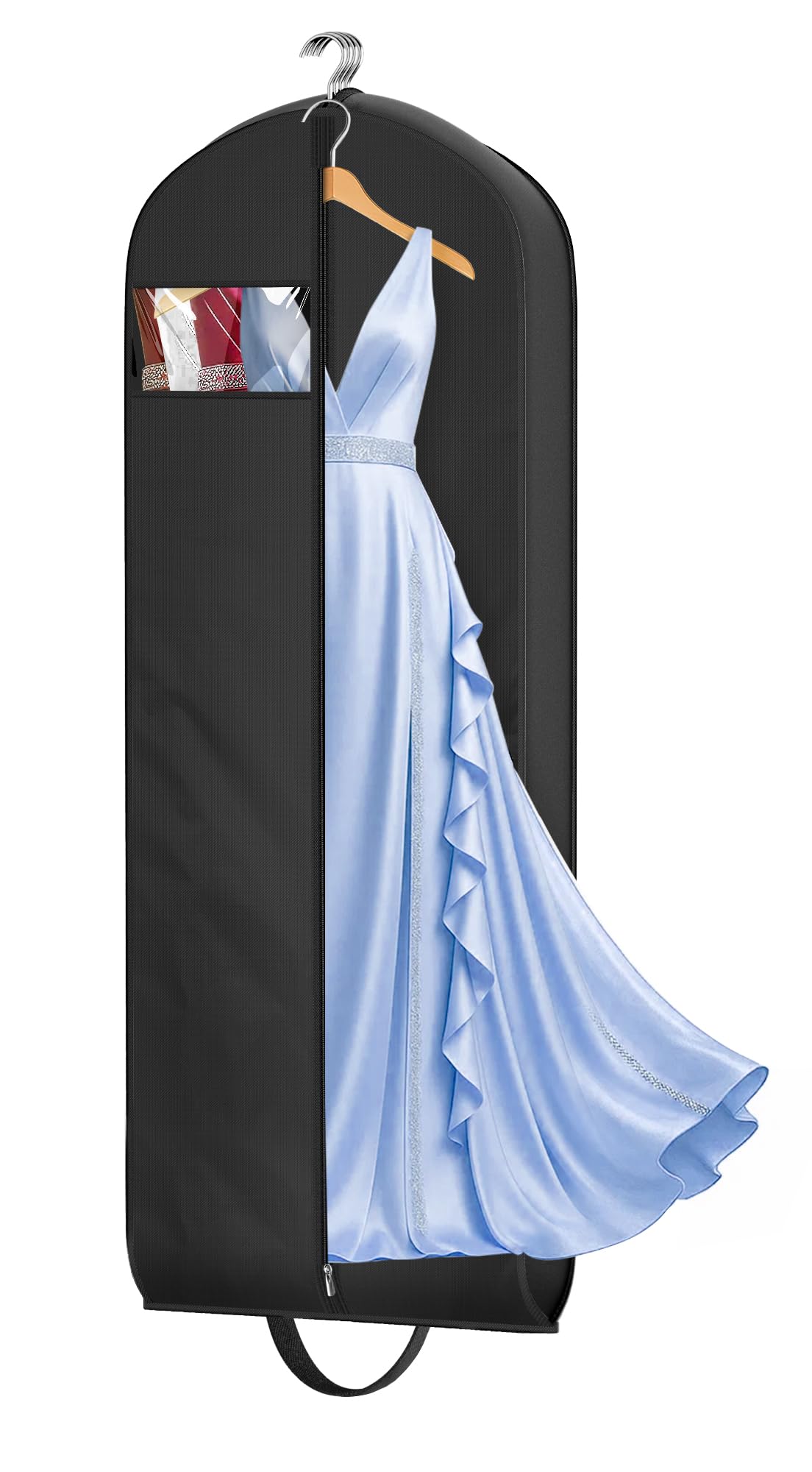 MISSLO 65" Long Garment Bags for Travel for Women 4" Gusseted Dress Bags for Gowns Waterproof Dress Protector Bag for Closet Storage Clothing Covers for Hanging Clothes Wedding Dresses Storage