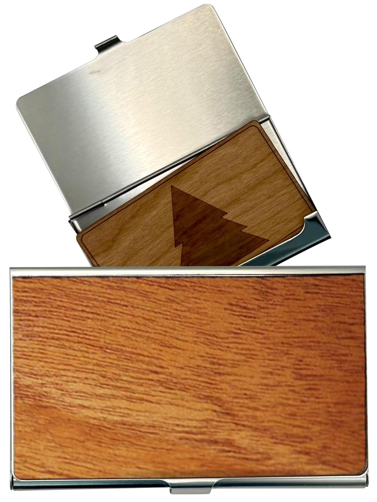 WUDN Handcrafted Business Card Holder Wallet For Men and Women | Holds Up to 20-25 B-Cards or 8-10 Credit Cards | Wooden & Stainless Business Card Case with Buckle Closure, Made in Idaho, USA.