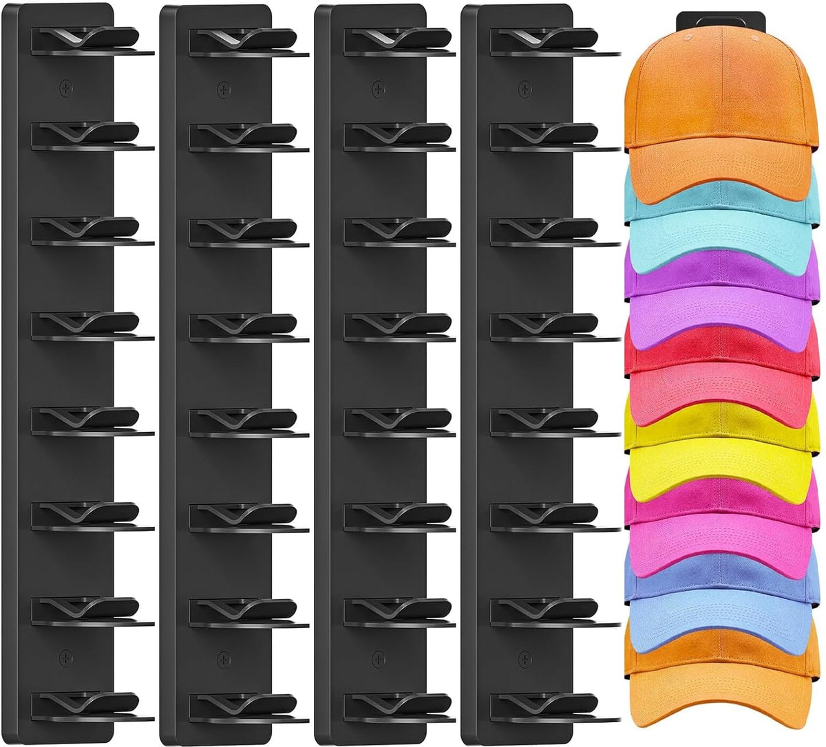 2 Pack Hat Organizer for Baseball Caps, Hat Rack Storage Hold 32 Cap Closet