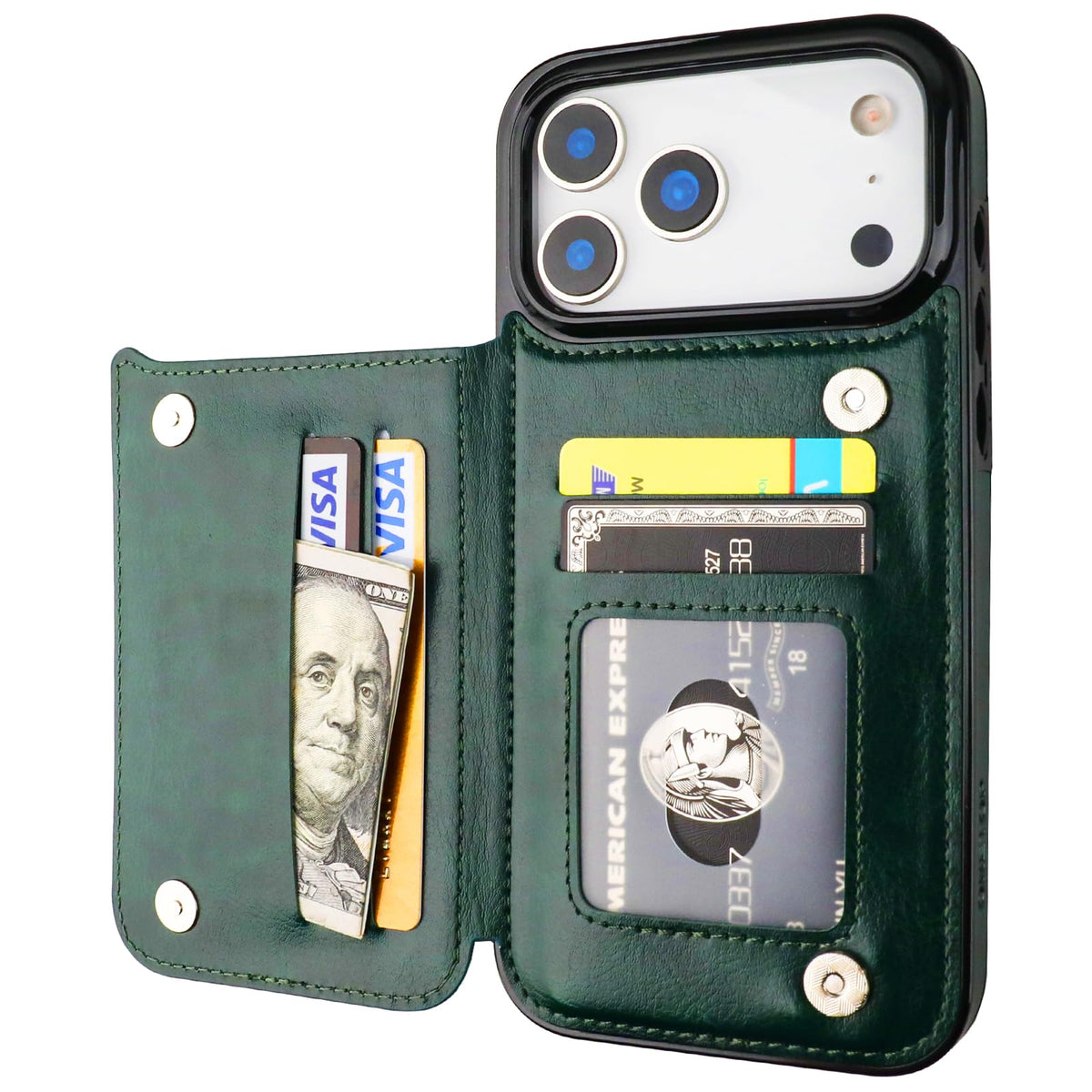 ONETOP for iPhone 18/17 Pro Max Wallet Case with Credit Card Holder,Black