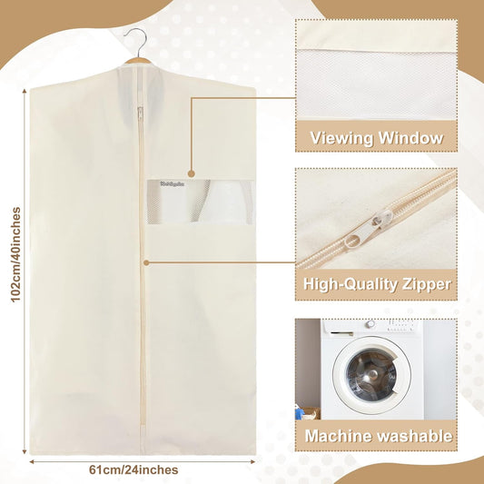 Aliceset 6 Pcs 40 Inches Cotton Garment Bags for Hanging Clothes