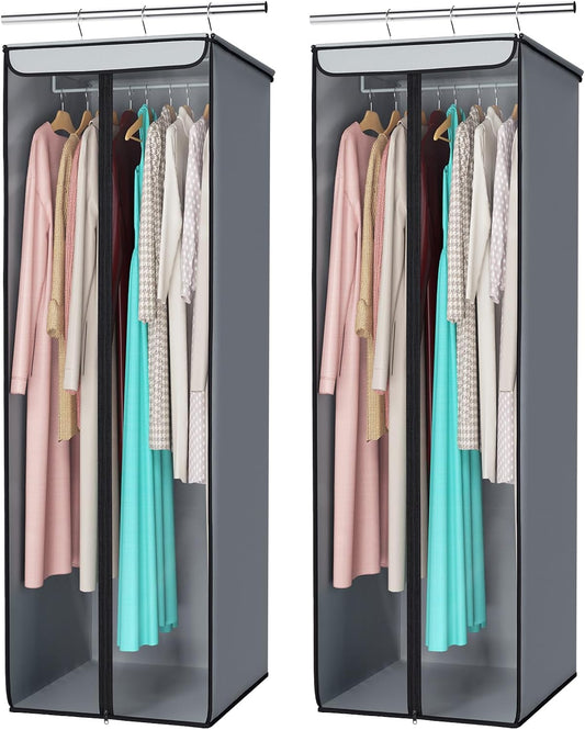 Univivi Garment Bags for Hanging Clothes, Cloth Bag 54 In, 2 PCS, Grey