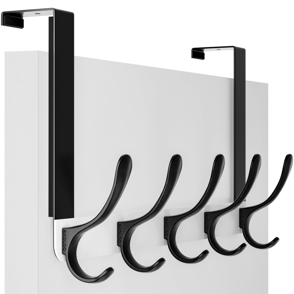 SKOLOO Over The Door Hook, Door Hanger Hooks for Hanging Clothes, Towels, Coats, Hats, Over The Door Towel Hook - White, Assembly Required