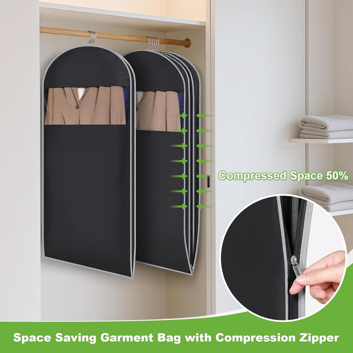 KEEGH Space Saving Hanging Garment Bag, Large Garment Bag 50 In, 3 PCS