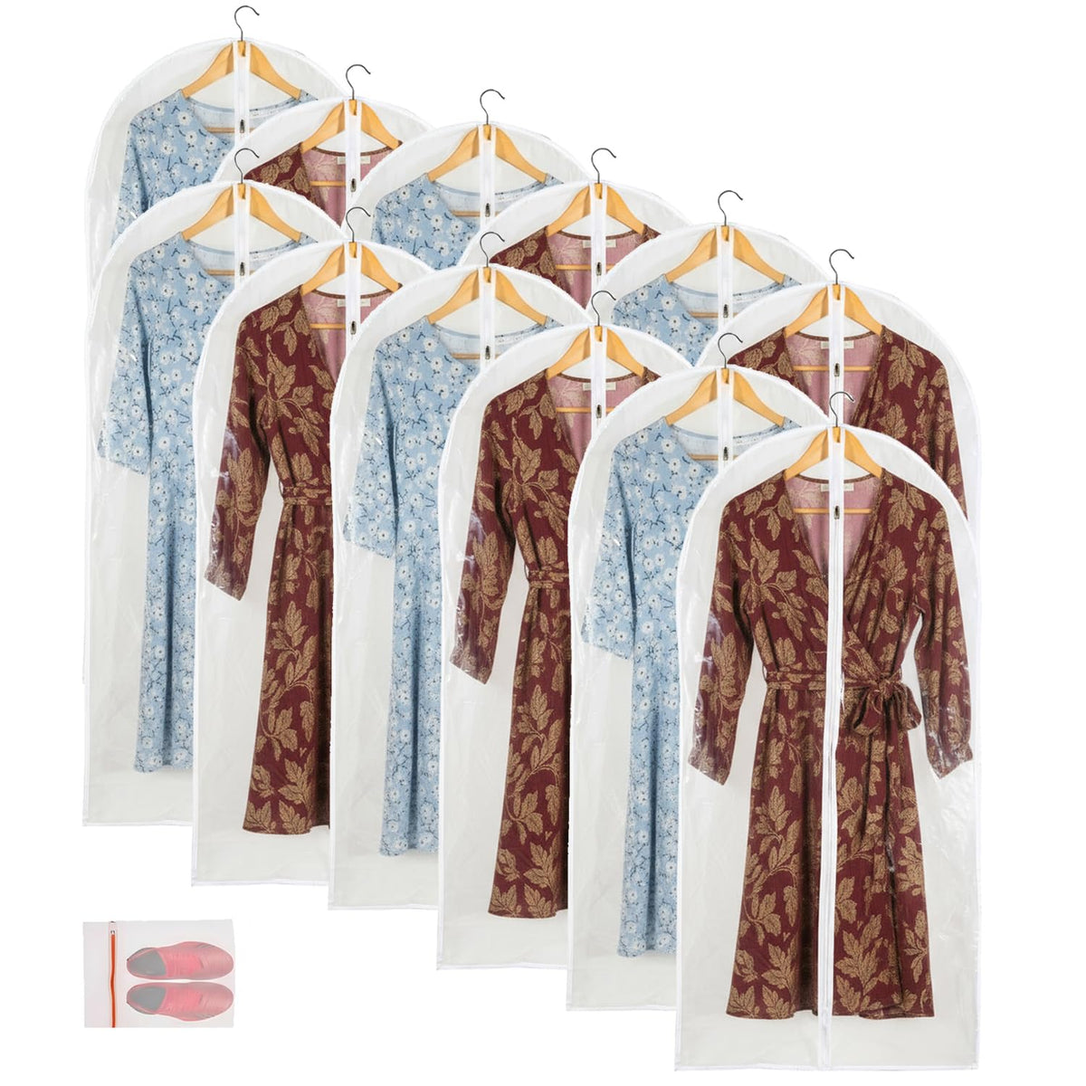 Clear Garment Bags For Hanging Clothes, 36" Women Suit Bags, Plastic Garment Bags for Closet Storage, Suit Cover Bags with Zipper for Short Coats, Jackets, Shirts 24"x36"/ 6 Pack