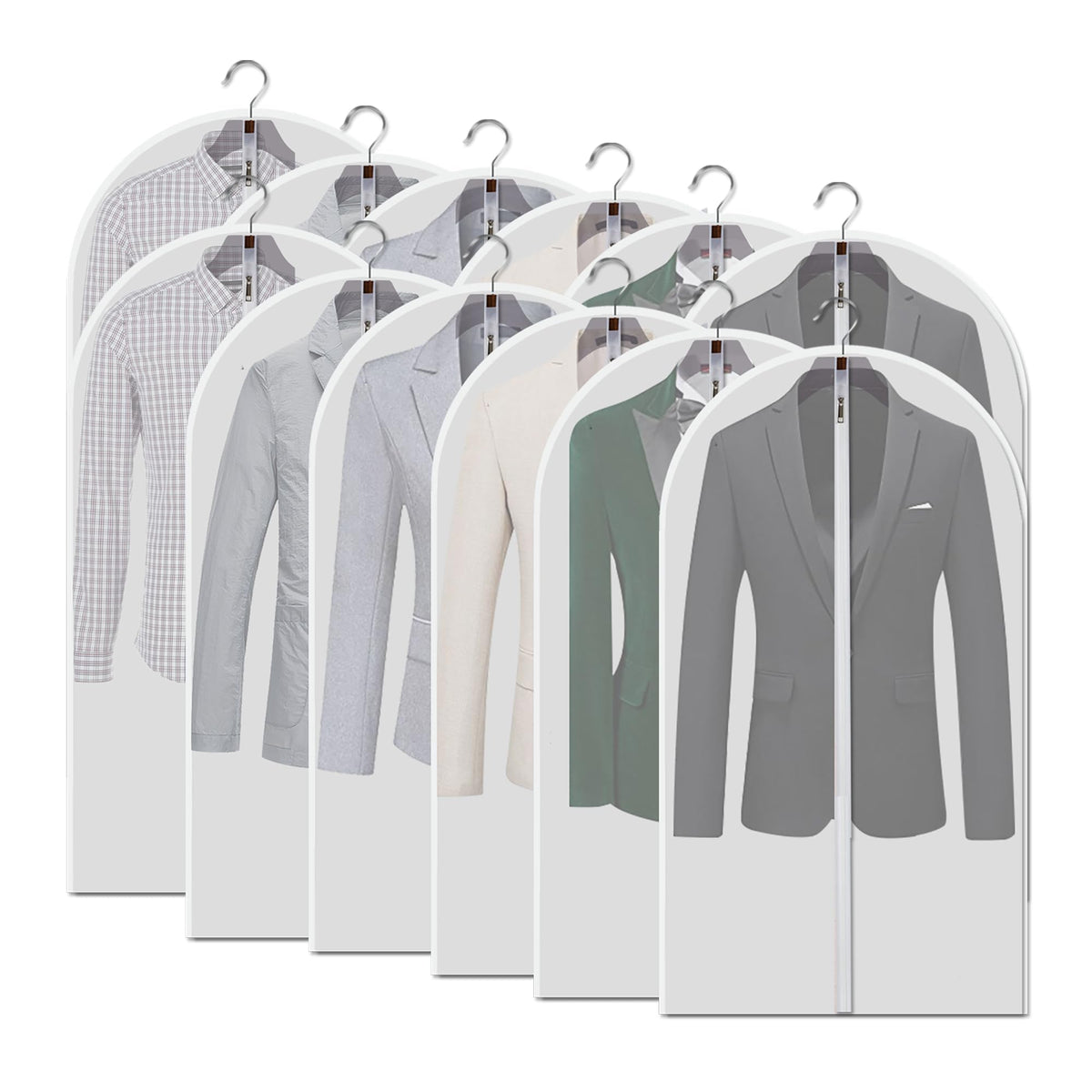 Clear Garment Bags for Hanging Clothes, 60 Inch, 7 Pack with 5 Cedar Balls