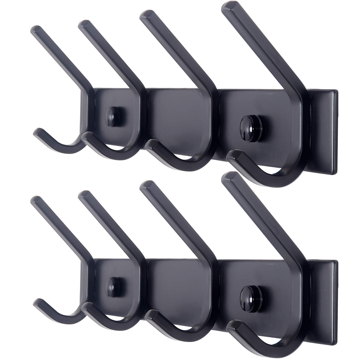 WEBI Coat Rack Wall Mounted,5 Coat Hooks for Hanging Coats,Heavy Duty Metal Double Hook Rack Hook Rail Coat Hanger Wall Mount for Clothes Entryway Jacket,Black,2 Packs