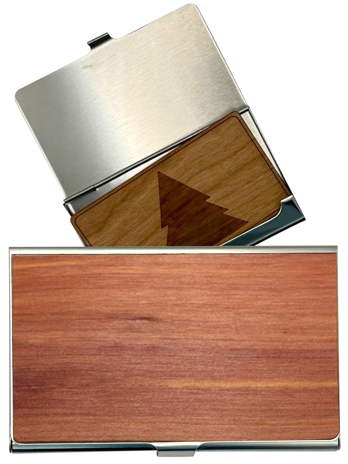 WUDN Handcrafted Business Card Holder Wallet For Men and Women | Holds Up to 20-25 B-Cards or 8-10 Credit Cards | Wooden & Stainless Business Card Case with Buckle Closure, Made in Idaho, USA.